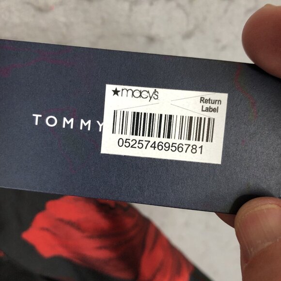 Tommy Hilfiger Dress Women 12 Red Black Jacquard Dark Floral Shiny Event NEW - Picture 10 of 16